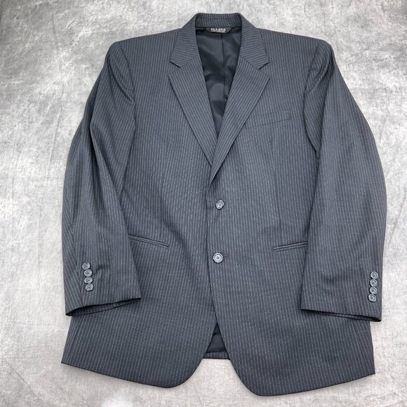 Jos A Bank Suit Men 43R 36W x 31L Gray White Pinstripe Wool Classic Career 2pc - Picture 2 of 16